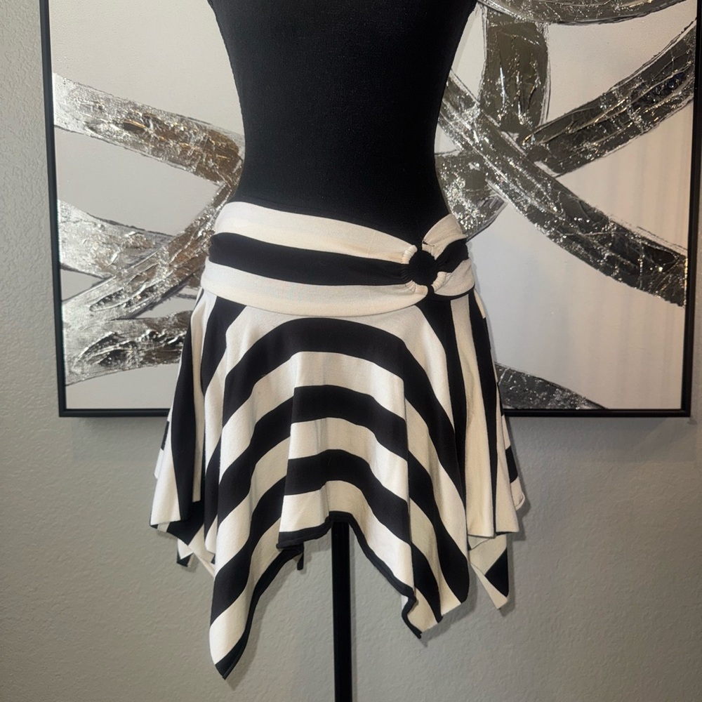 rave Black and White Asymmetrical Stripe Skirt